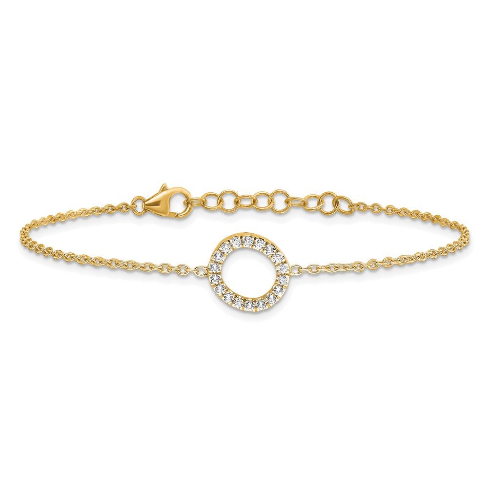 Armband mit seitlichem Buchstaben O aus 14K Gelbgold mit natürlichen Diamanten, mit 1 Zoll Verlängerung