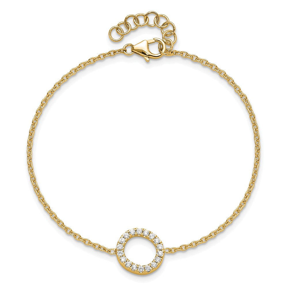 Armband mit seitlichem Buchstaben O aus 14K Gelbgold mit natürlichen Diamanten, mit 1 Zoll Verlängerung