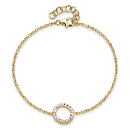 Armband mit seitlichem Buchstaben O aus 14K Gelbgold mit natürlichen Diamanten, mit 1 Zoll Verlängerung