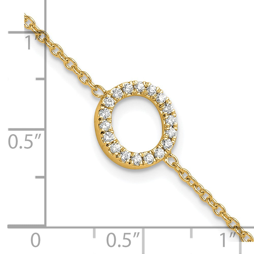 Armband mit seitlichem Buchstaben O aus 14K Gelbgold mit natürlichen Diamanten, mit 1 Zoll Verlängerung