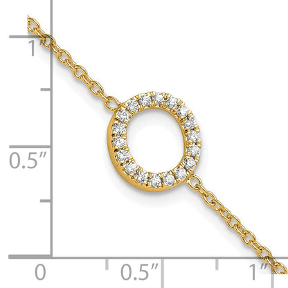 Armband mit seitlichem Buchstaben O aus 14K Gelbgold mit natürlichen Diamanten, mit 1 Zoll Verlängerung