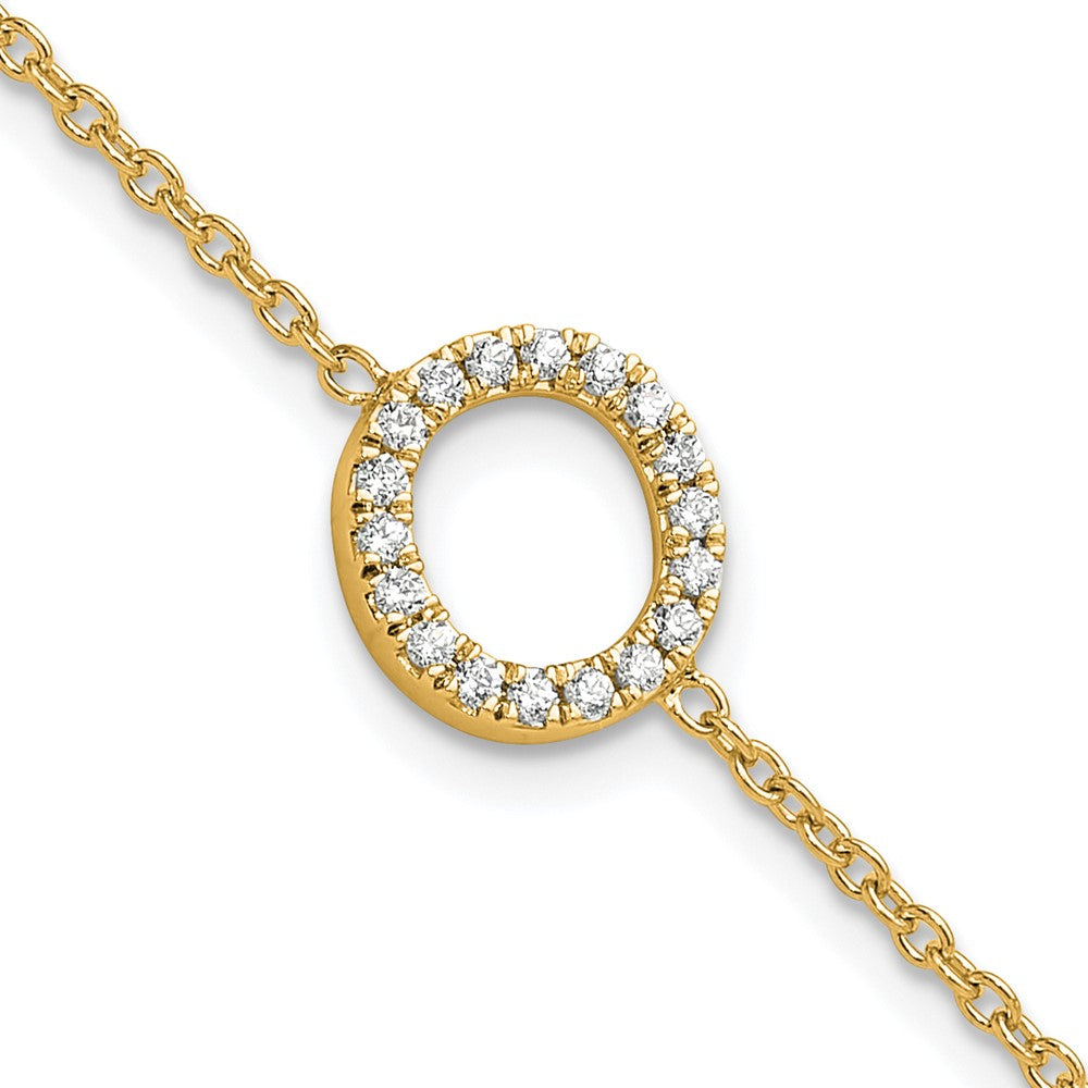 Armband mit seitlichem Buchstaben O aus 14K Gelbgold mit natürlichen Diamanten, mit 1 Zoll Verlängerung