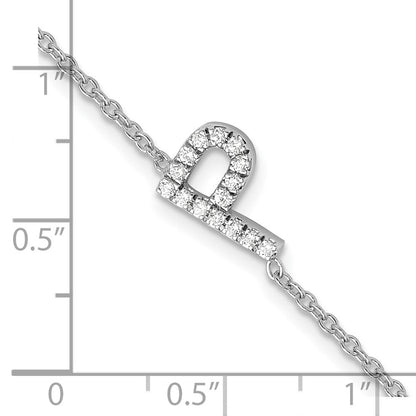 14K Weißgold Armband mit seitlichem Diamant-Buchstaben „P" (natürliche Diamanten) und 2,5 cm Verlängerung