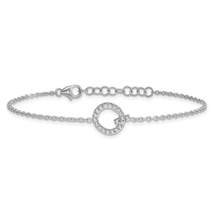 14K Gelbgold Armband mit natürlichem Diamant-Buchstaben „Q" seitlich, mit 2,5 cm Verlängerung