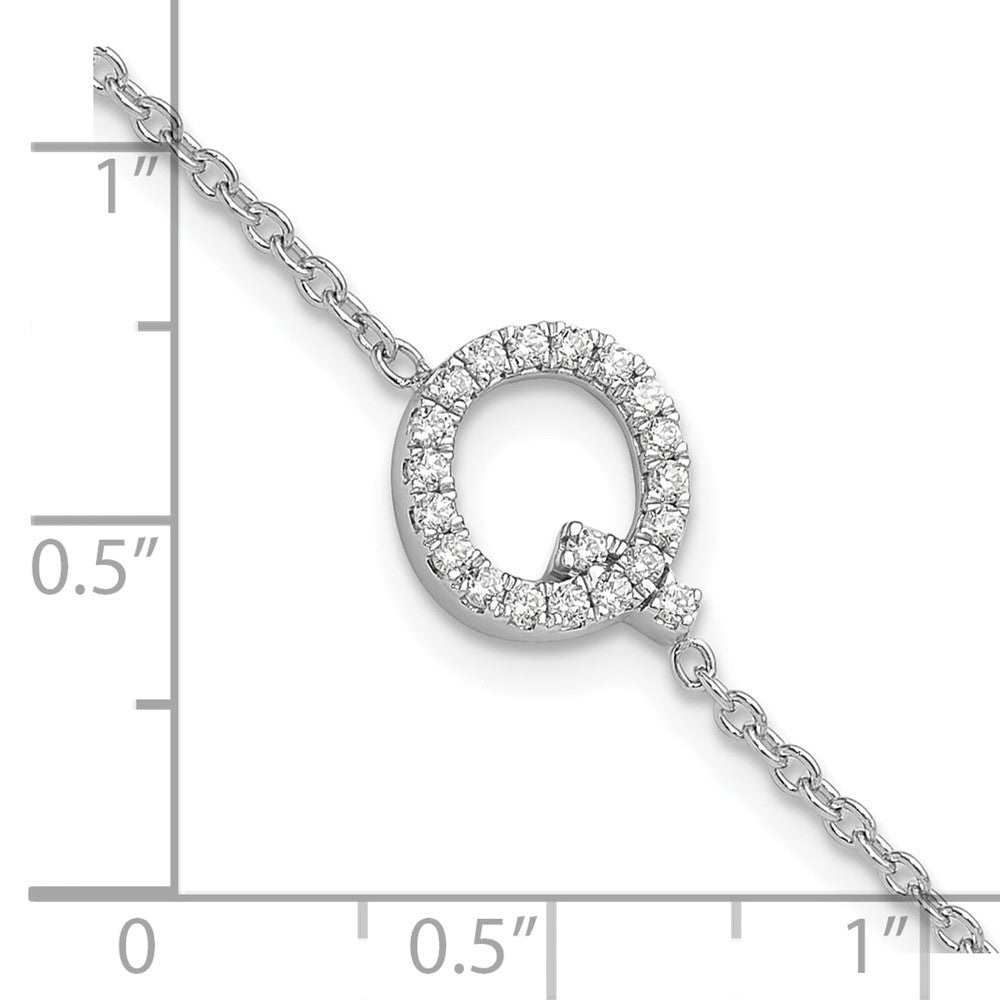 14K Gelbgold Armband mit natürlichem Diamant-Buchstaben „Q" seitlich, mit 2,5 cm Verlängerung