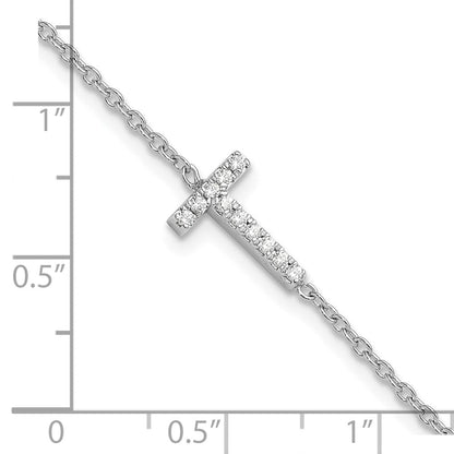 14K Weißgold Armband mit natürlichem Diamant-Buchstaben "T" seitwärts, mit 2,5 cm Verlängerung