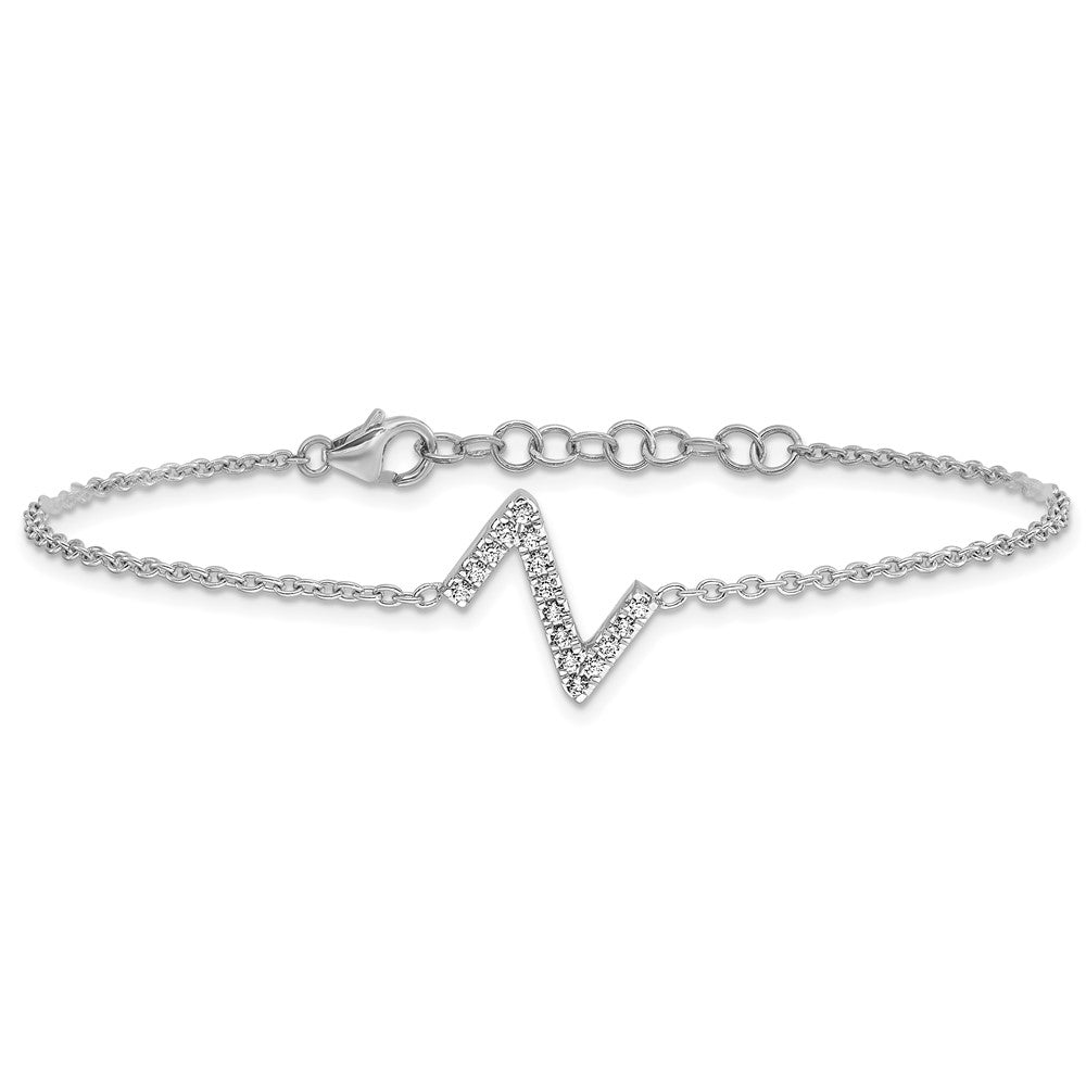 14K Weißgold Armband mit natürlichem Diamant-Buchstaben "Z" seitlich, mit 1 Zoll Verlängerung