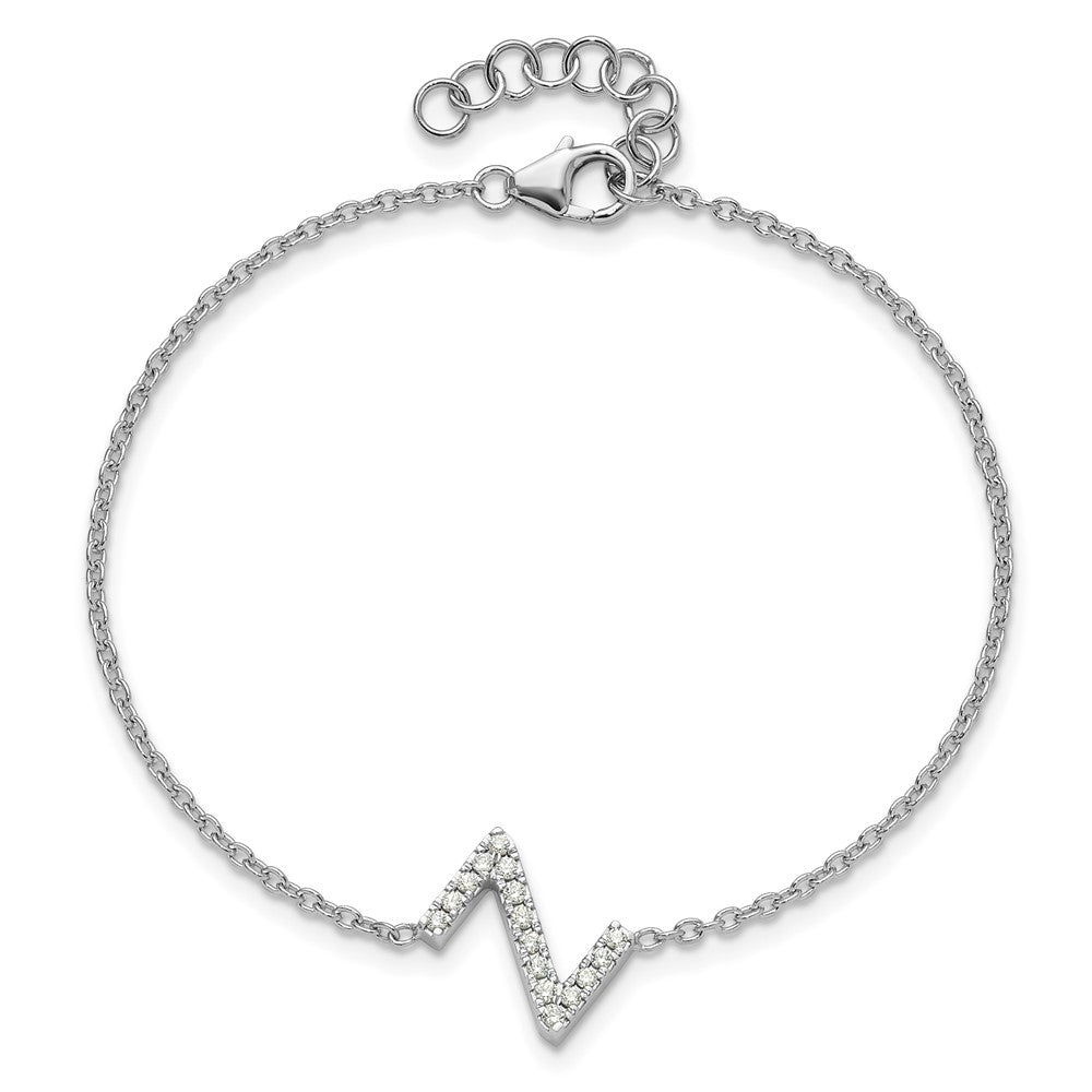 14K Weißgold Armband mit natürlichem Diamant-Buchstaben "Z" seitlich, mit 1 Zoll Verlängerung
