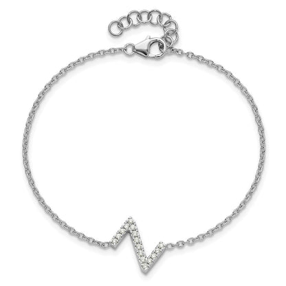 14K Weißgold Armband mit natürlichem Diamant-Buchstaben "Z" seitlich, mit 1 Zoll Verlängerung