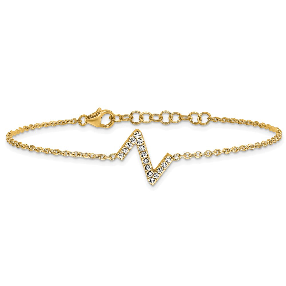 14K Gelbgold Armband mit seitlichem Buchstaben „Z" aus natürlichen Diamanten, mit 1 Zoll Verlängerung
