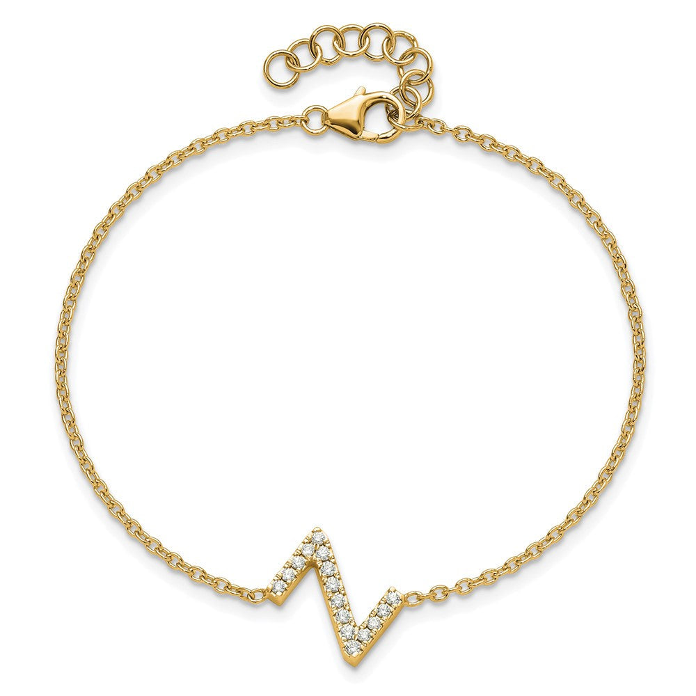 14K Gelbgold Armband mit seitlichem Buchstaben „Z" aus natürlichen Diamanten, mit 1 Zoll Verlängerung