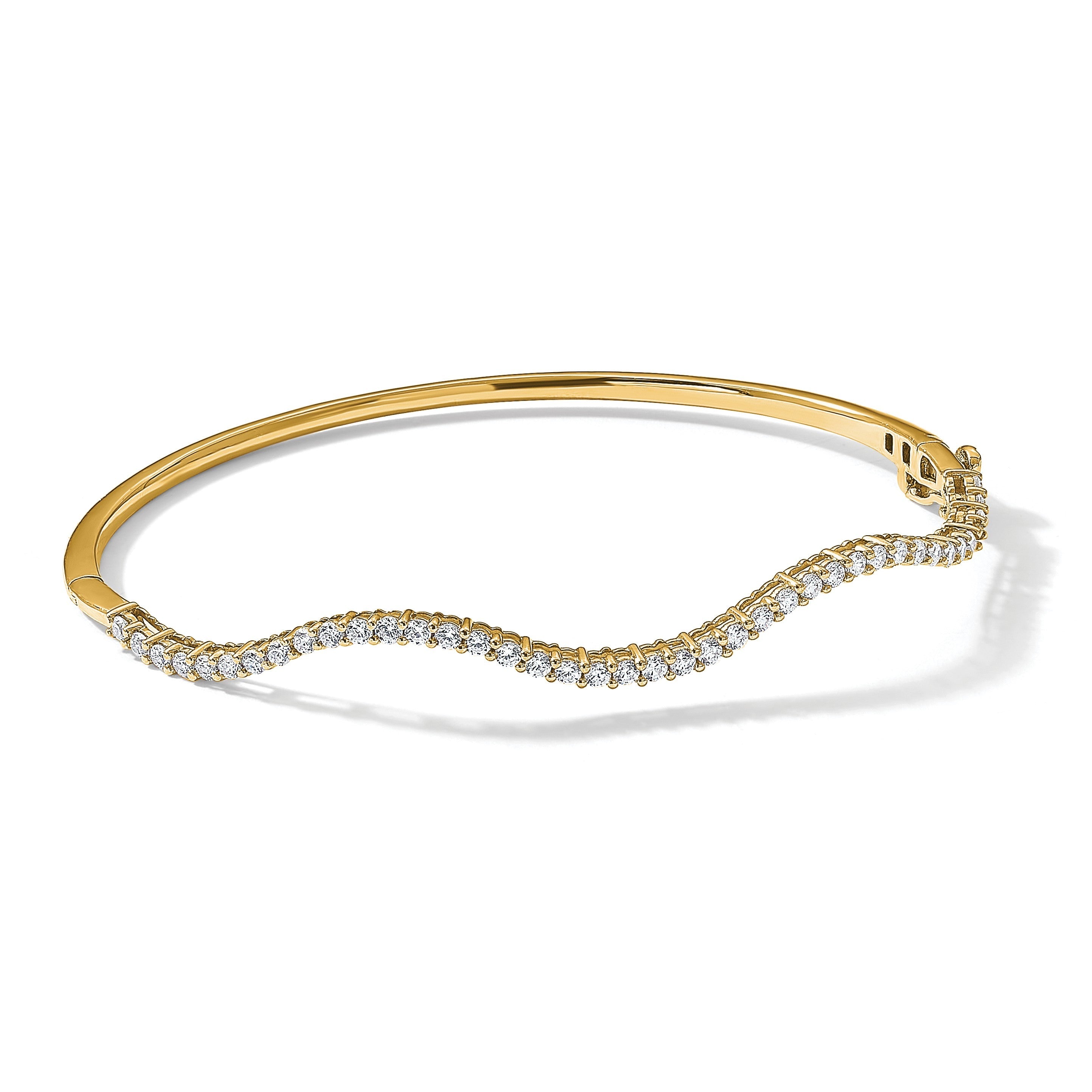 14K Gelbgold True Origin 1 Karat Im Labor Gezüchtet Diamant Vs D E F 6.25 Zoll Fantasie Gewellt Armreif