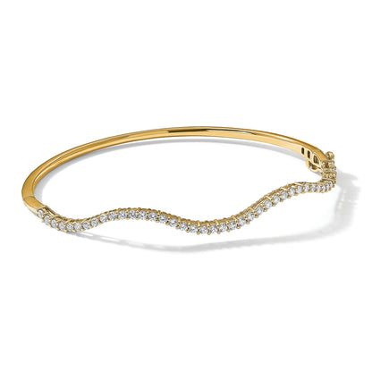 14K Gelbgold True Origin 1 Karat Im Labor Gezüchtet Diamant Vs D E F 6.25 Zoll Fantasie Gewellt Armreif
