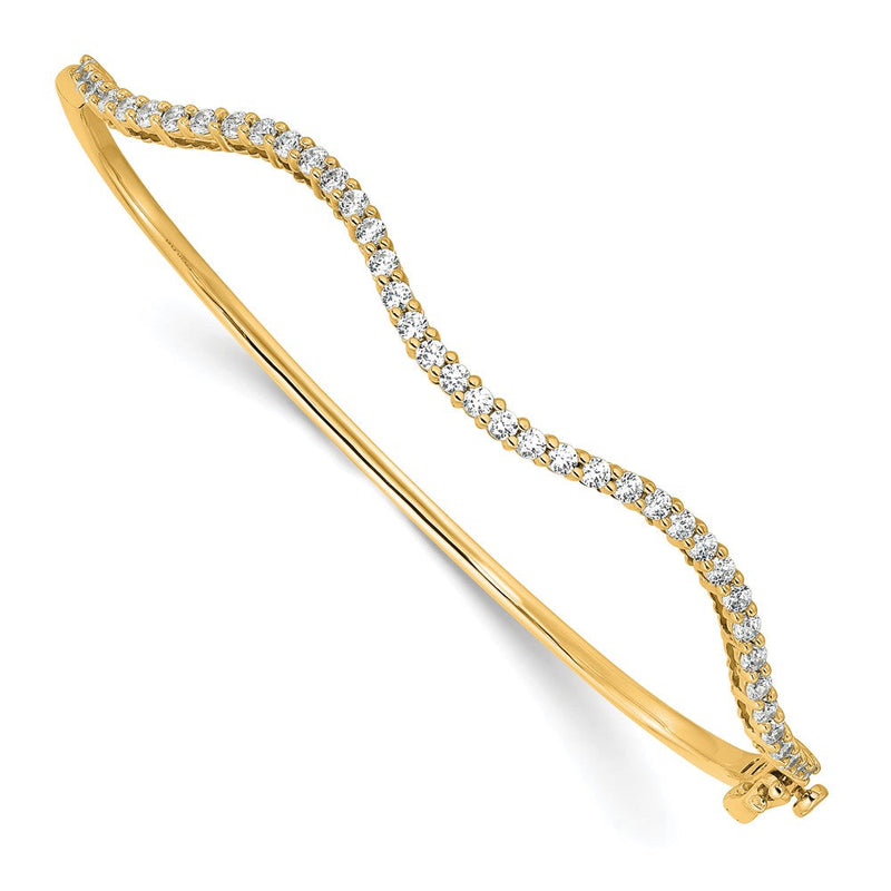 14K Gelbgold True Origin 1 Karat Im Labor Gezüchtet Diamant Vs D E F 6.25 Zoll Fantasie Gewellt Armreif