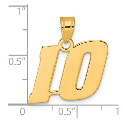 14K Gelbgold Poliert Block-Zahl Anhänger "10