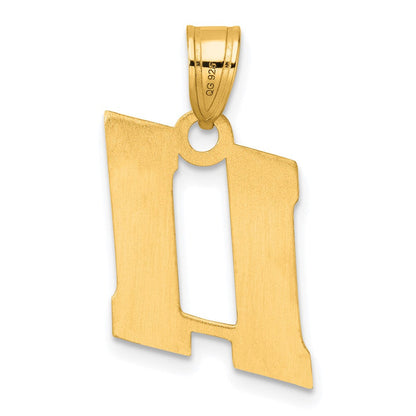 14K Gelbgold Polierter Block-Anhänger Zahl 11