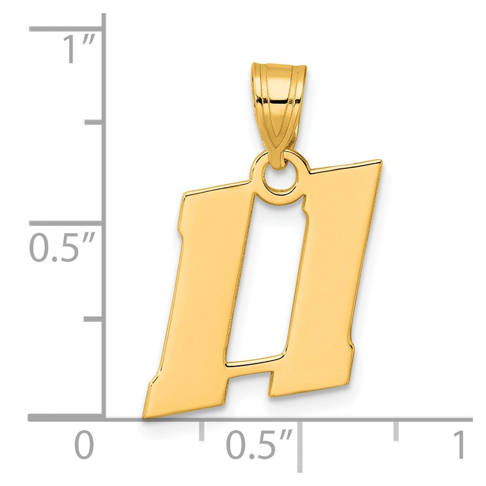 14K Gelbgold Polierter Block-Anhänger Zahl 11