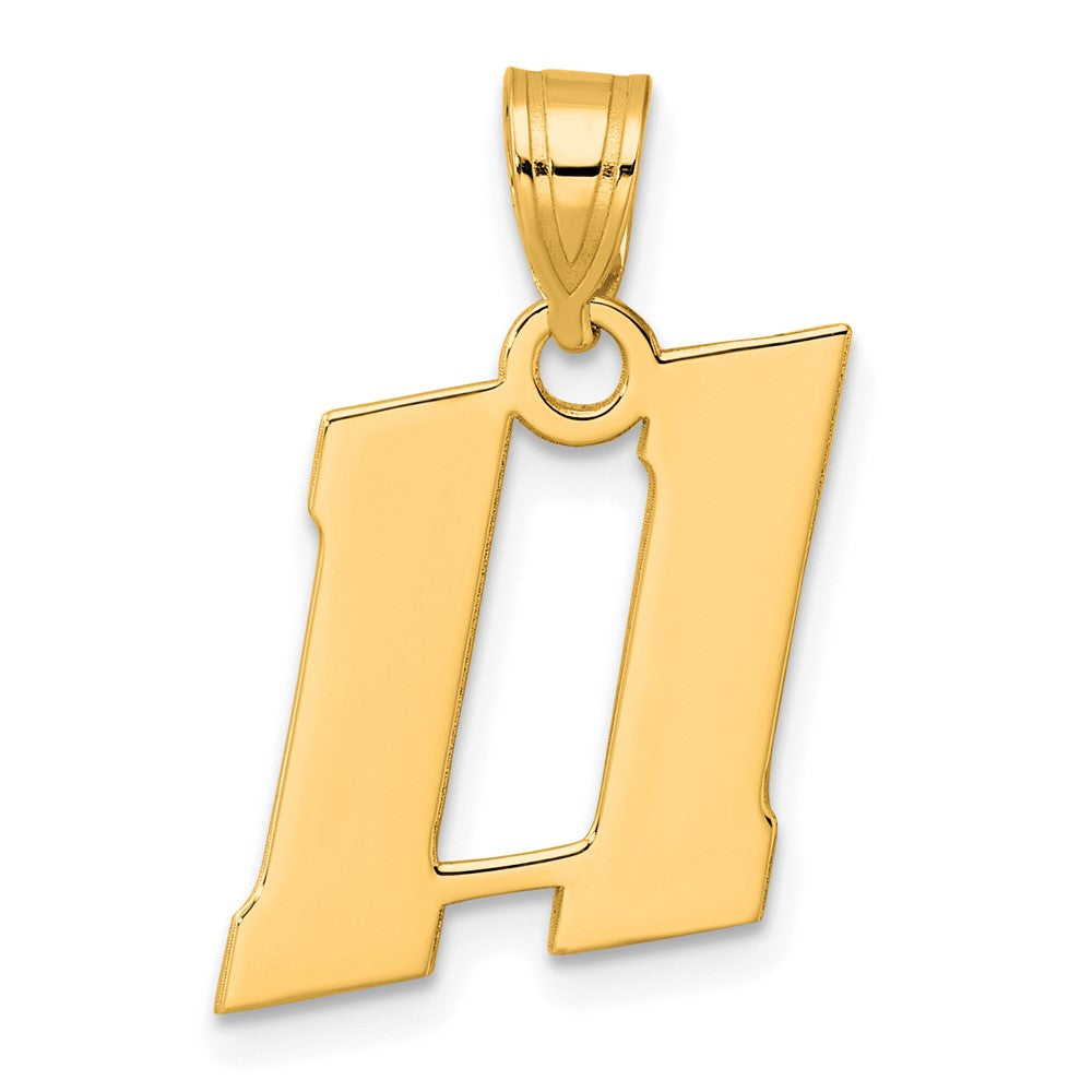 14K Gelbgold Polierter Block-Anhänger Zahl 11