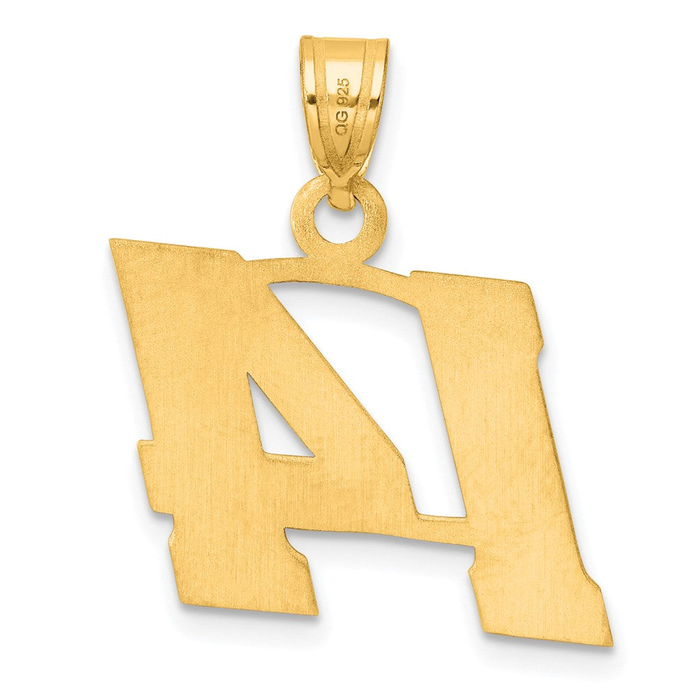 14K Gelbgold Polierter Block-Zahlenanhänger Nummer 14