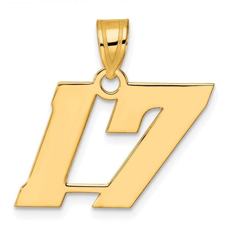 14K Gelbgold Poliert Zahlenblock-Anhänger „17