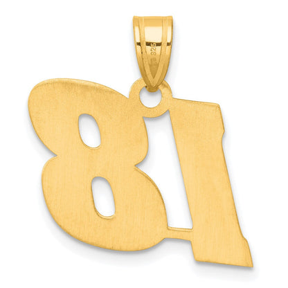 14K Gelbgold polierter Block-Anhänger „Zahl 18“