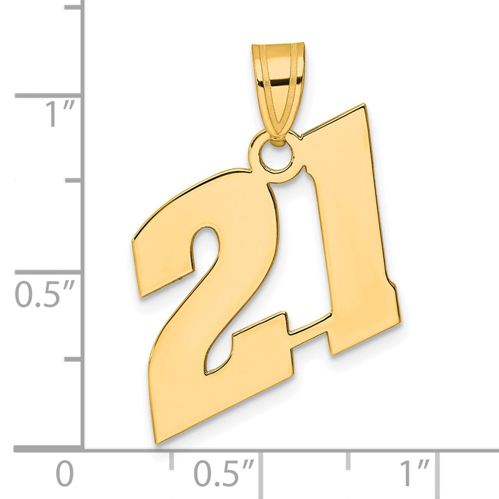 14K Gelbgold Polierter Anhänger Blockzahl 21