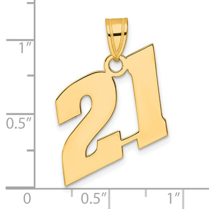 14K Gelbgold Polierter Anhänger Blockzahl 21