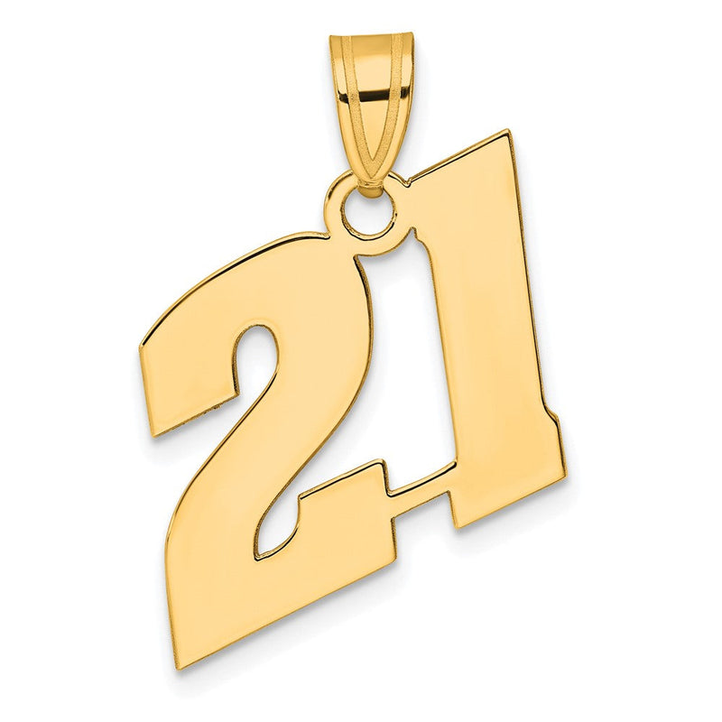 14K Gelbgold Polierter Anhänger Blockzahl 21