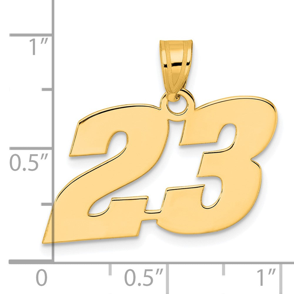 14K Gelbgold Poliert Block-Zahl-Anhänger „23