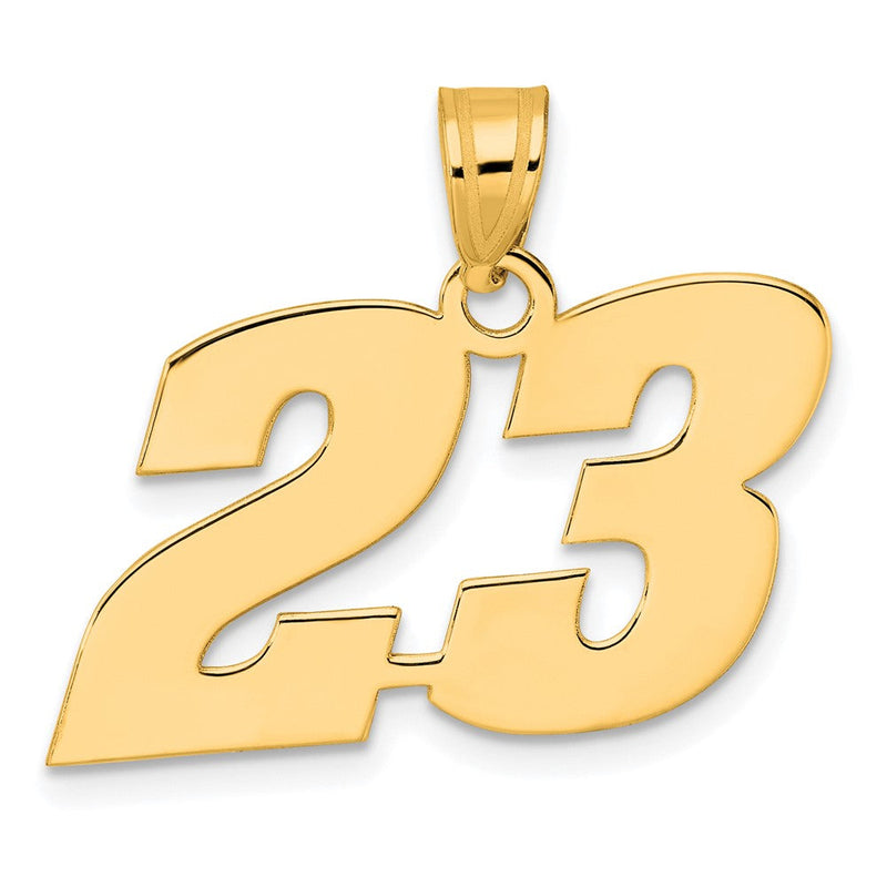 14K Gelbgold Poliert Block-Zahl-Anhänger „23