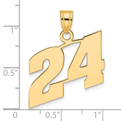 14K Gelbgold Polierter Anhänger mit Blocknummer 24