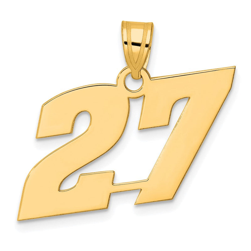 14K Gelbgold polierter Anhänger Blockzahl 27