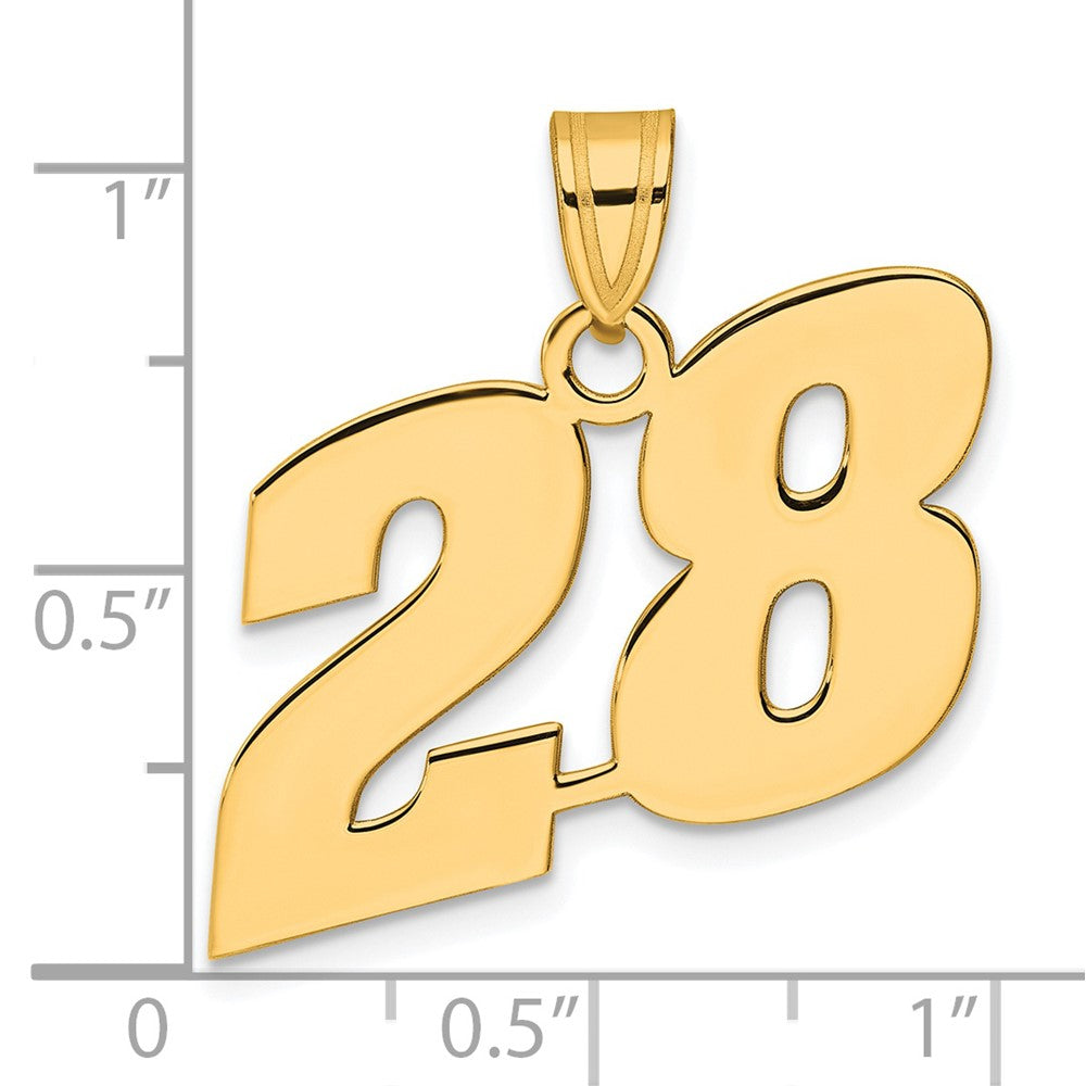 14K Gelbgold Anhänger „Zahl 28“ in polierter Blockschrift