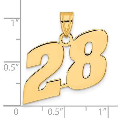 14K Gelbgold Anhänger „Zahl 28“ in polierter Blockschrift