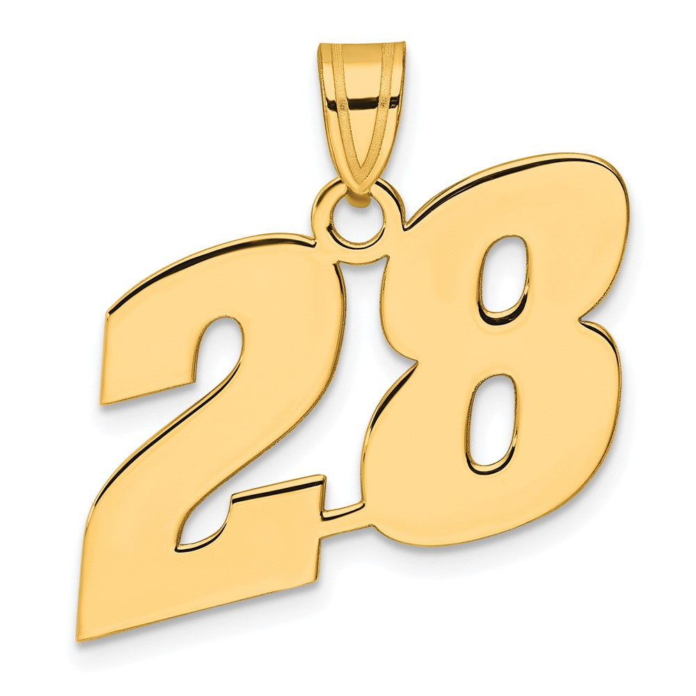 14K Gelbgold Anhänger „Zahl 28“ in polierter Blockschrift