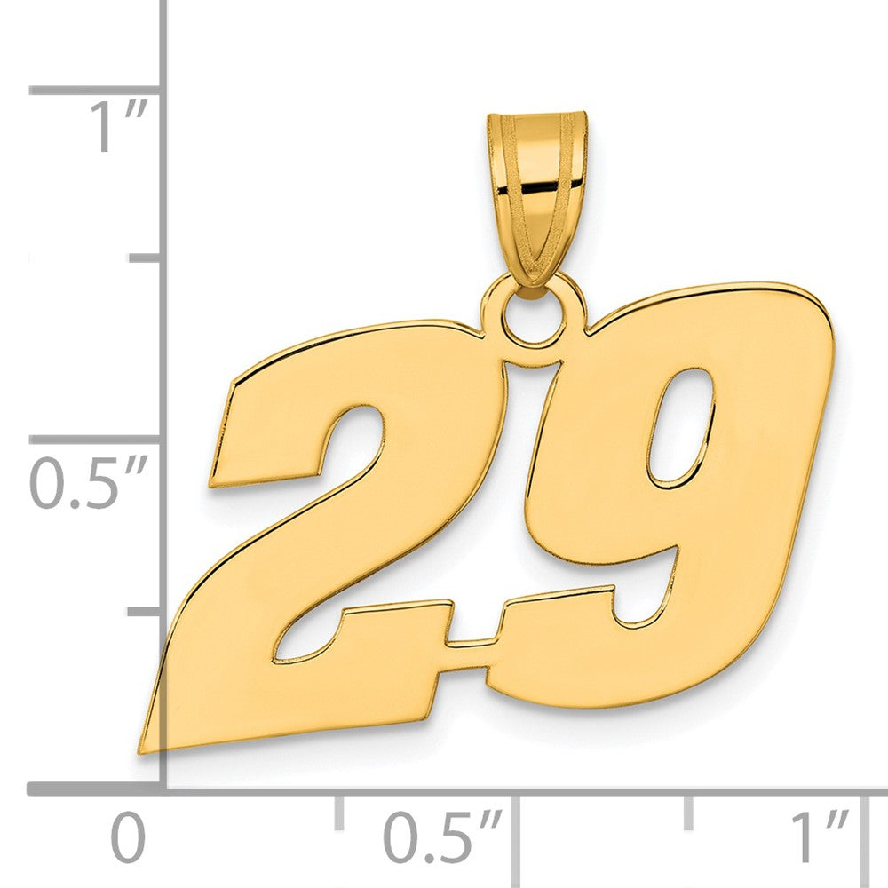 14K Gelbgold polierter Anhänger „Blockzahl 29“