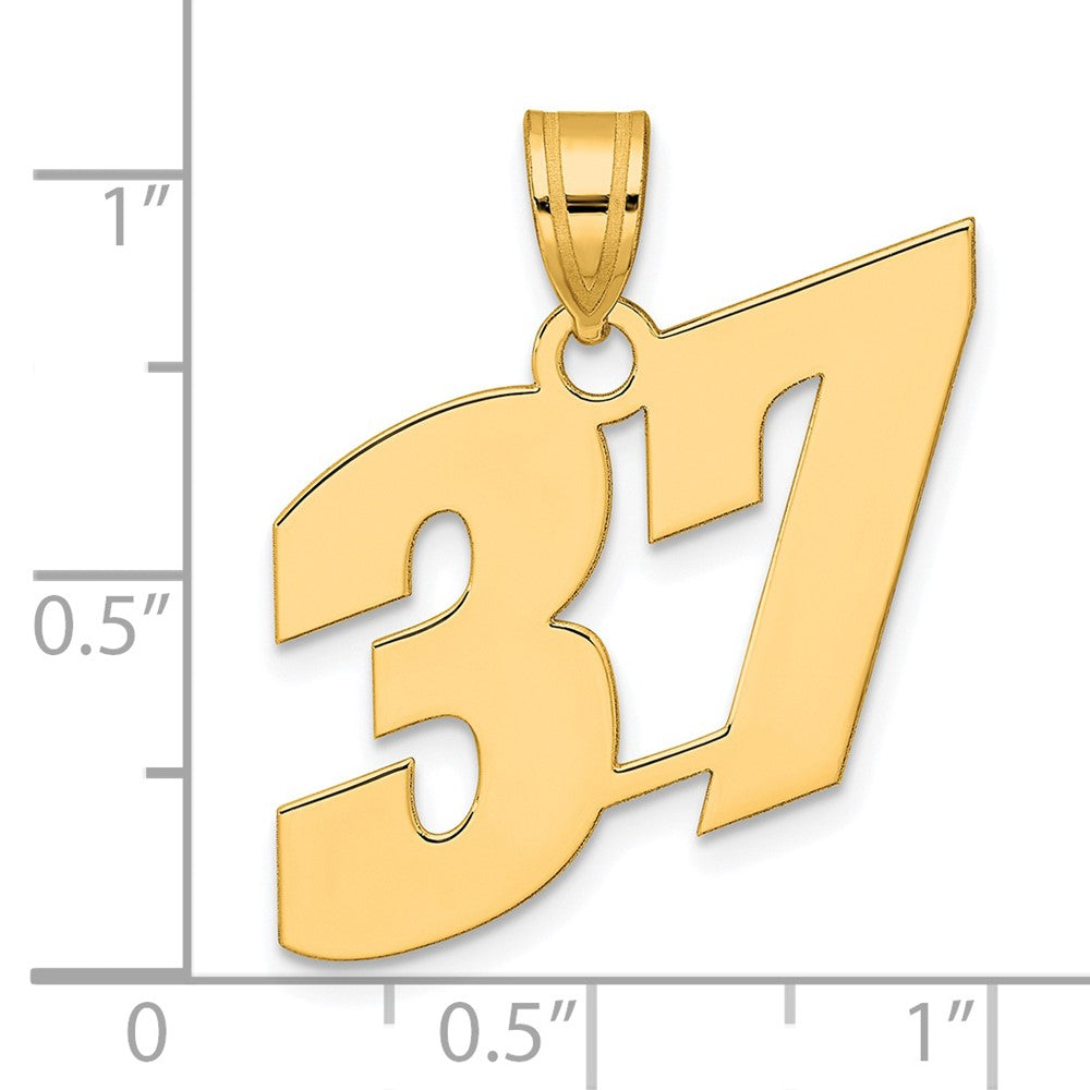 14K Gelbgold Poliert Zahlenanhänger „37“ (Blockschrift)