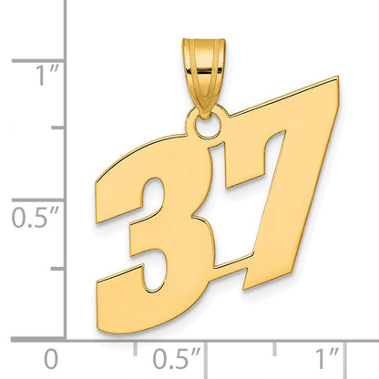 14K Gelbgold Poliert Zahlenanhänger „37“ (Blockschrift)