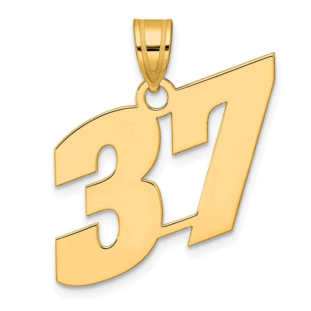 14K Gelbgold Poliert Zahlenanhänger „37“ (Blockschrift)