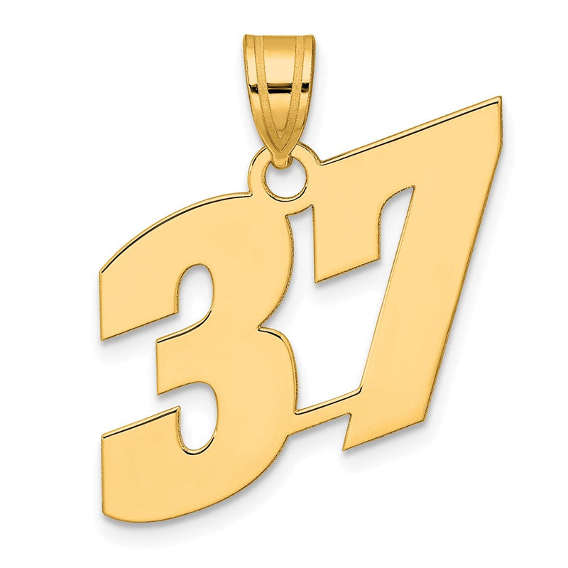 14K Gelbgold Poliert Zahlenanhänger „37“ (Blockschrift)