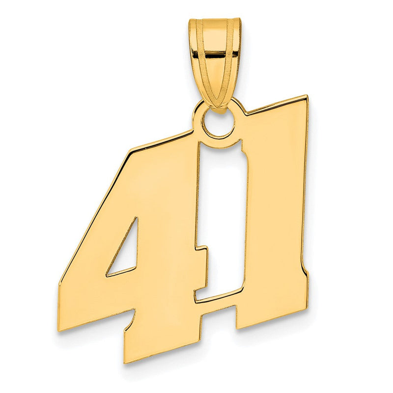 14K Gelbgold Poliert Zahlenblock-Anhänger „41