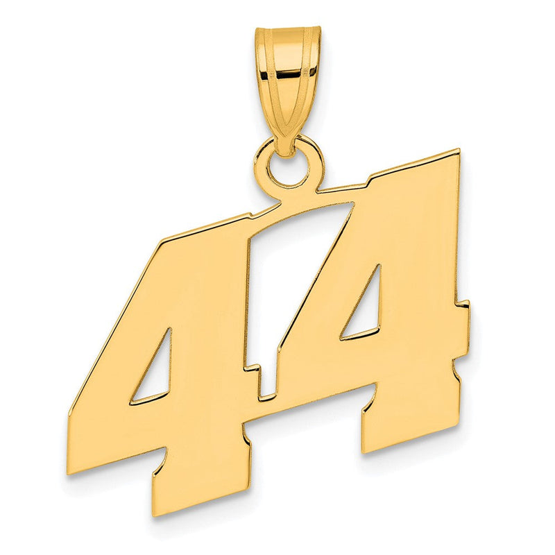14K Gelbgold Poliert Zahlenanhänger „44" (Block)