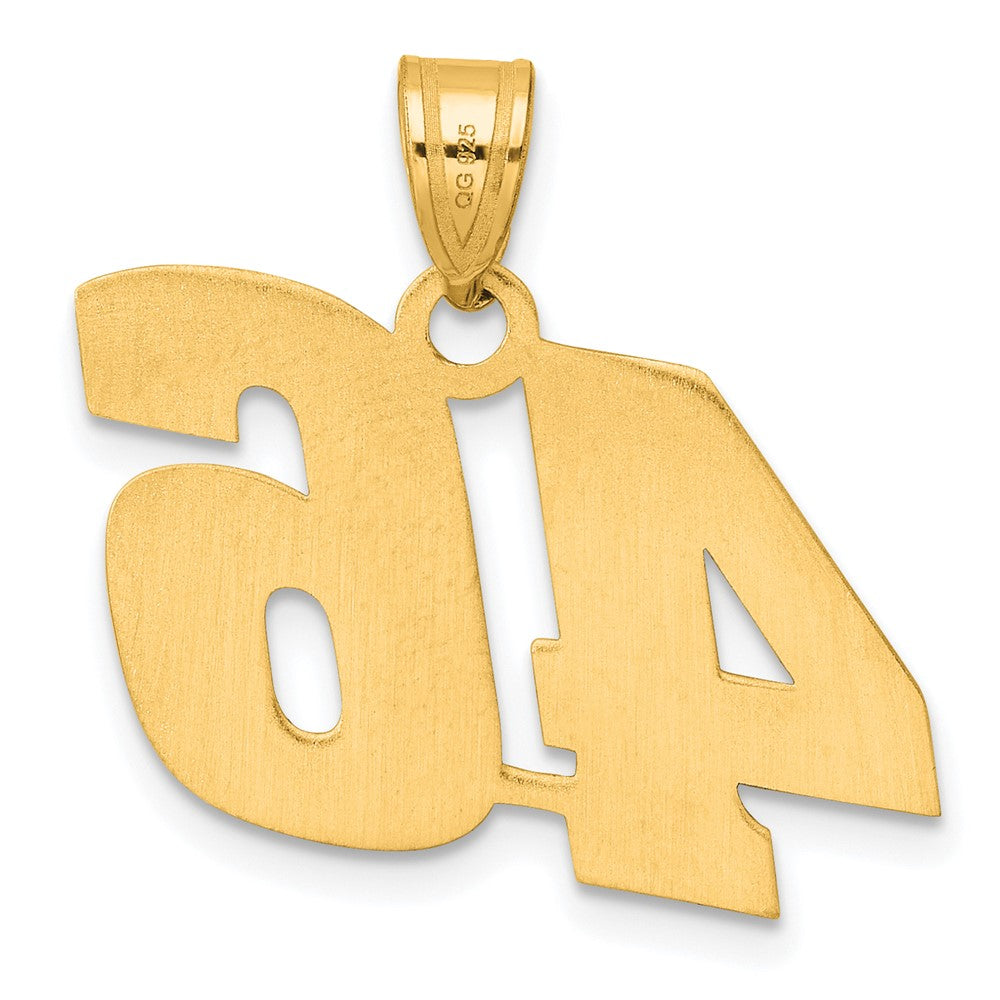14K Gelbgold Poliert Block-Zahl-Anhänger „46