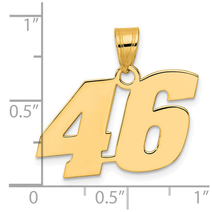 14K Gelbgold Poliert Block-Zahl-Anhänger „46