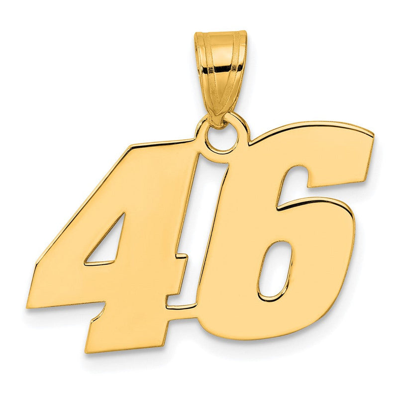 14K Gelbgold Poliert Block-Zahl-Anhänger „46