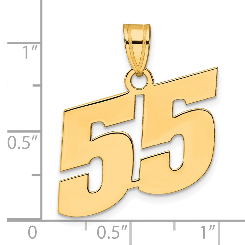 14K Gelbgold Polierter Zahlenanhänger „55" (Blocknummer)