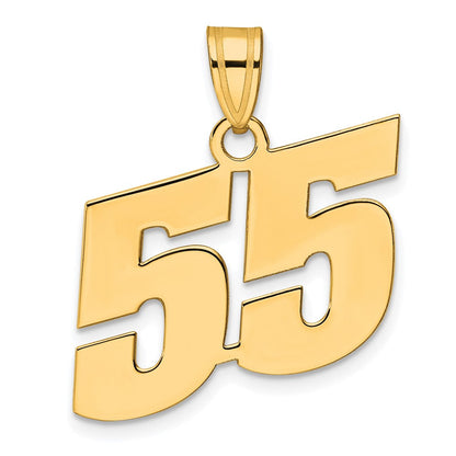 14K Gelbgold Polierter Zahlenanhänger „55" (Blocknummer)