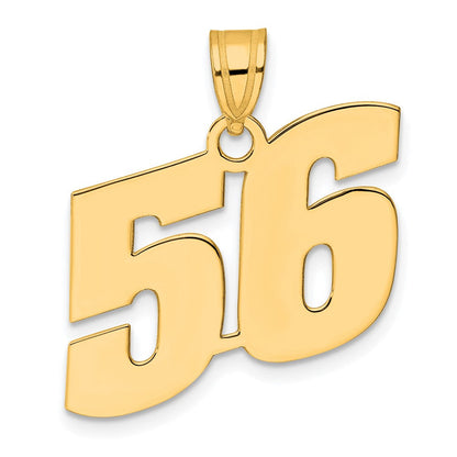 14K Gelbgold Poliert Zahl 56 Anhänger (Block-Design)