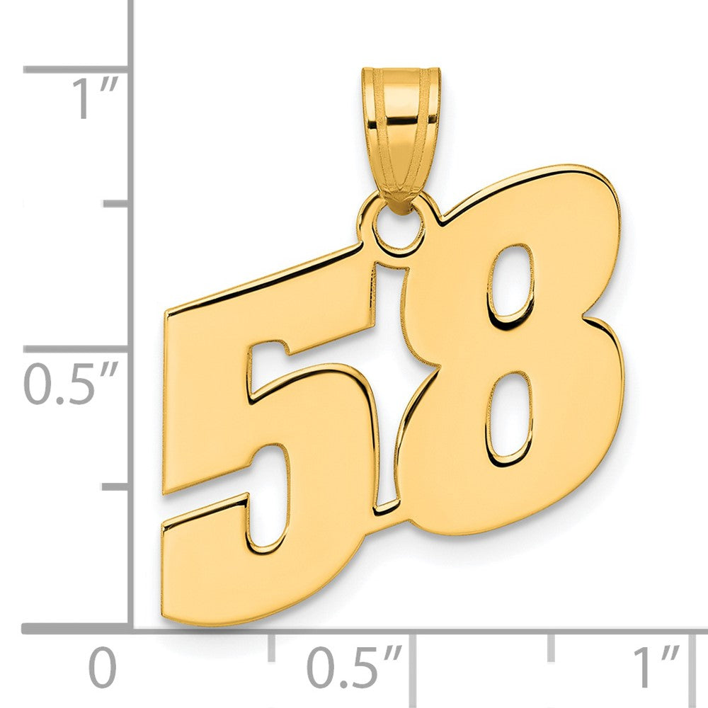 14K Gelbgold Polierter Block-Anhänger Nummer 58