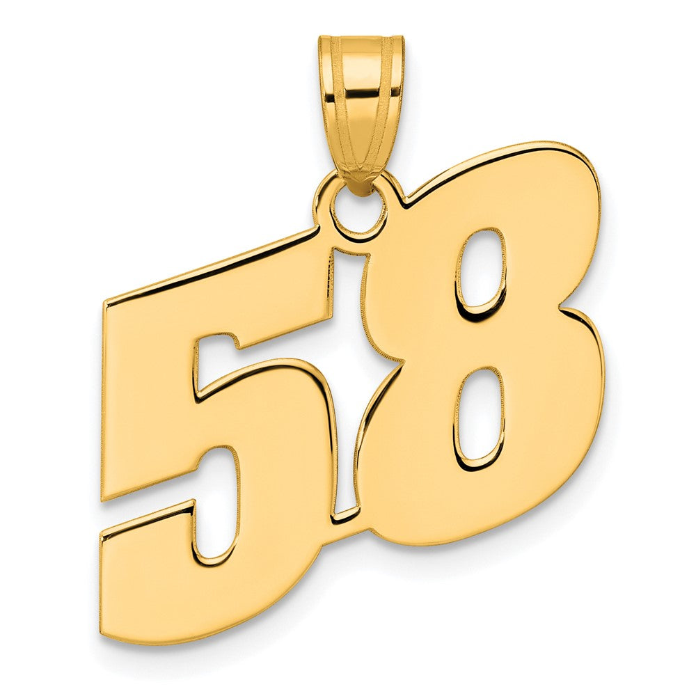 14K Gelbgold Polierter Block-Anhänger Nummer 58